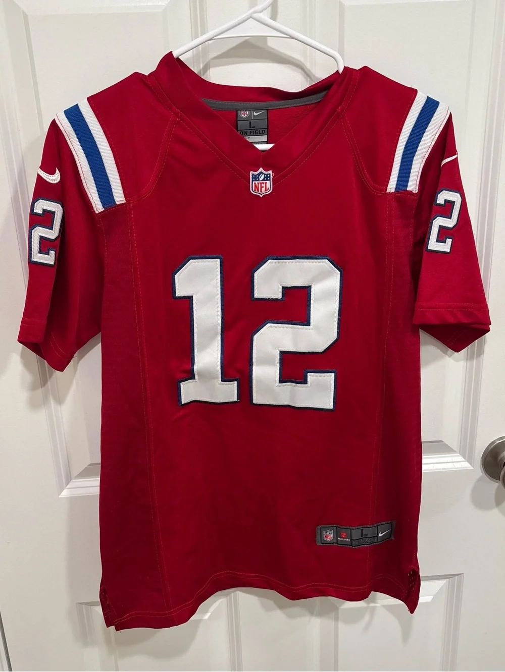 Nike Tom Brady #12 New England Patriots Red Retro Football Jersey Boys Large